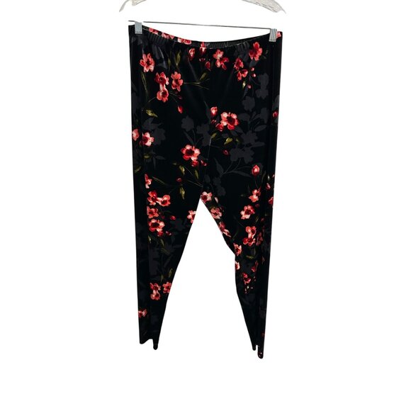 The Pyramid Collection Floral Velvet Leggings Black Multi Sz XL Boho Whimsigoth - Picture 1 of 8